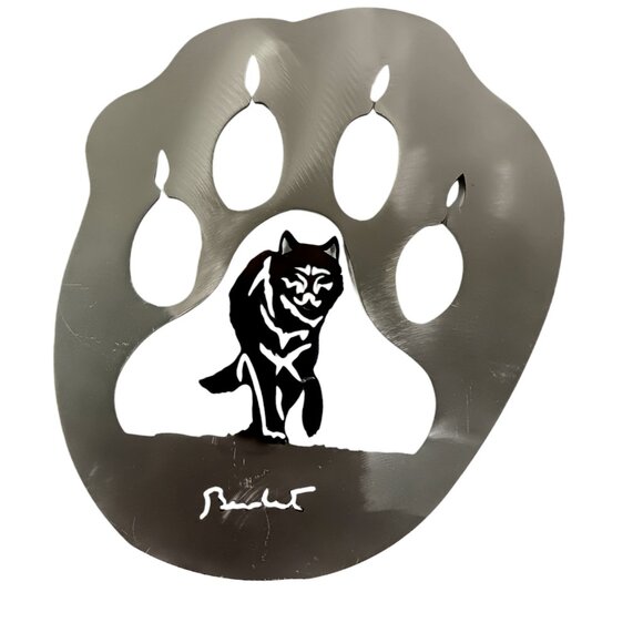 Metal Wolf And Wolf Paw Wall Decr By Esther Benedict Of Texas